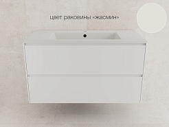 Style Line Тумба с кварцевой раковиной жасмин Лима 100 Plus подвесная эмаль белая матовая – фотография-2